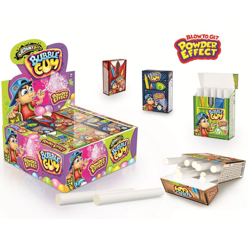 Johny Bee Powder Bubble Gum Sticks 10-pk