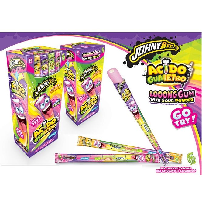 Hovedbilde Tyggegummistang med surt fyll 22g