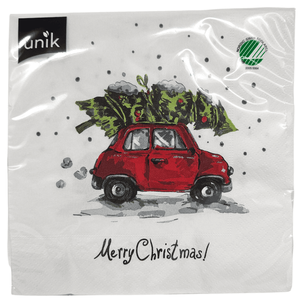 Juleservietter Bil med juletre 20pk 3-lags | 33x33cm | Unik