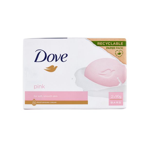 Dove pink bar såpe 2x90g | Mild og fuktighetsgivende beauty bar