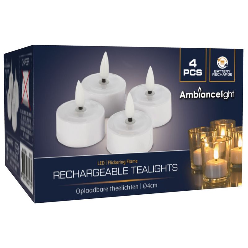 Oppladbare telys med LED 4stk (uten lader)