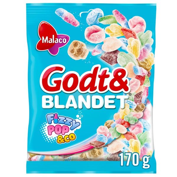 Godt&Blandet Fizzypop&Co 170g | Surt skumgodteri med fruktsmak