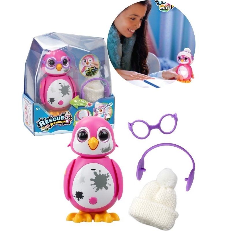 Silverlit Rescue mini pingvin med lys og lyd rosa