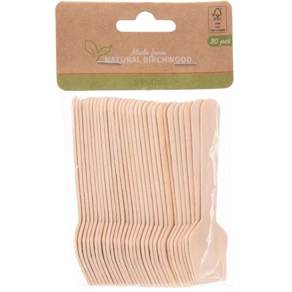 Engangsbestikk Skje 30pk Bambus | Flat Tupp