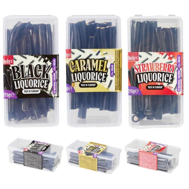 Hovedbilde Becky's Lakrisstenger med fyll 275g | 3 smaker