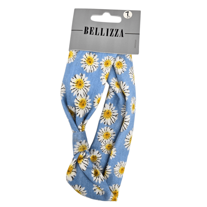 Belizza hårbånd smalt lyseblått med blomster 
